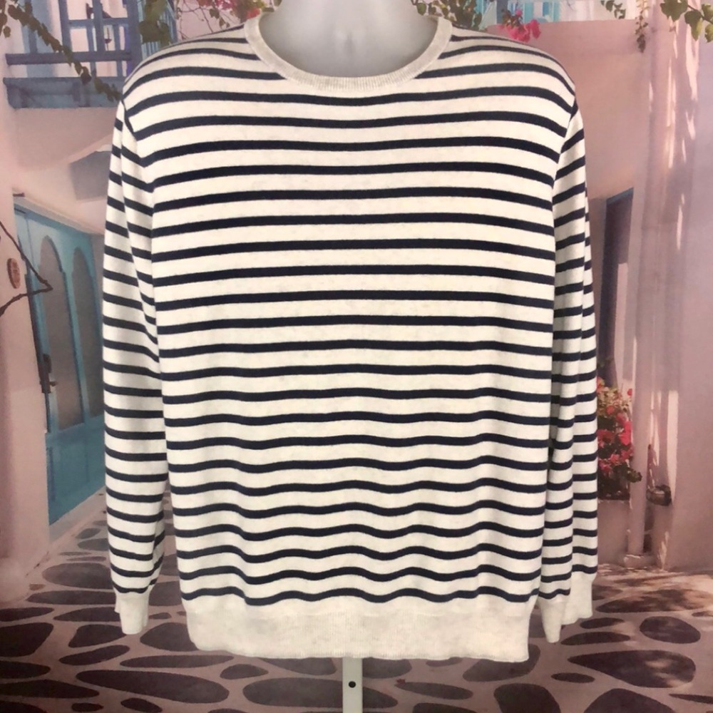 J. Crew Blue & White Striped Lightweight Sweater